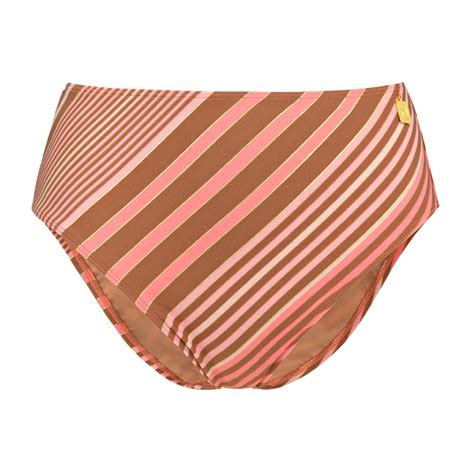 Annadiva Swim Stripe Lurex Hohe Bikini Hose Caramel Annadiva