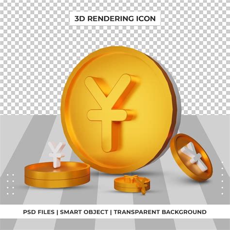 Premium Psd Coin Chinese Yuan Currency Symbol Gold 3d Rendering