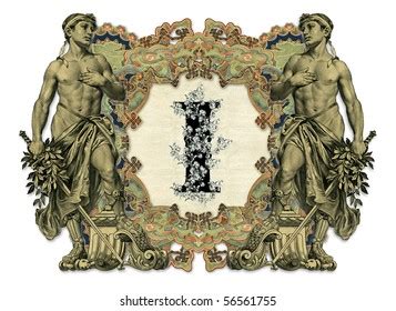 Luxuriously Illustrated Old Capital Letter N Stock Illustration