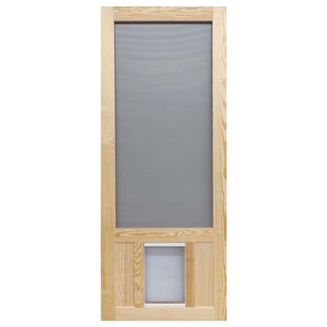 Shop Screen Tight Chesapeake Wood Wood Hinged Screen Door With Pet Door