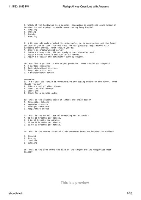 SOLUTION Fisdap Airway Questions With Answers Studypool