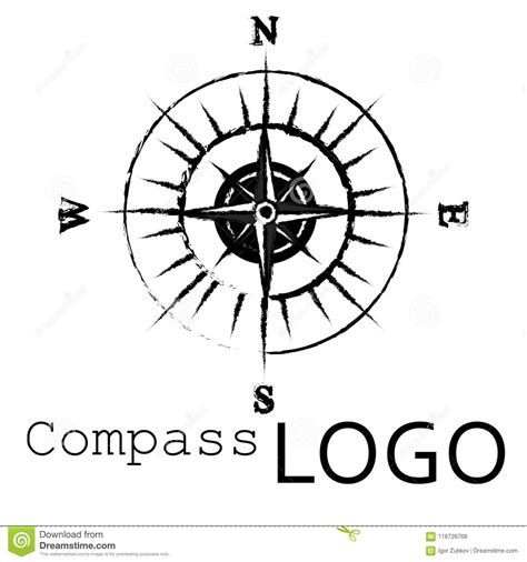 Black And White Compass Logo Vector Icon Rose Of Wind Stock Vector Illustration Of Label