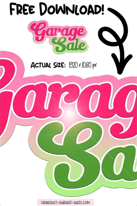 the garage sale flyer is shown in pink and green