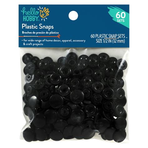 Hello Hobby 1 2 Plastic Black Snap Fasteners 60 Count