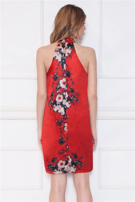 Evening silk dress with floral print | RS8393 | NISSA