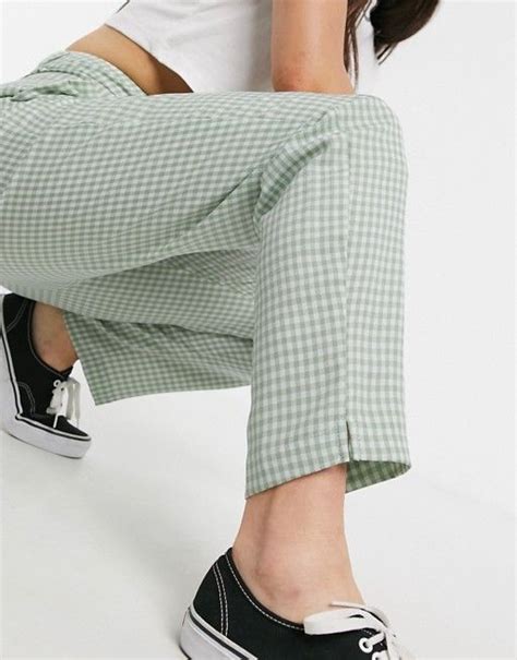 Heartbreak Tailored Peg Leg Pants In Green Gingham Asos Simple