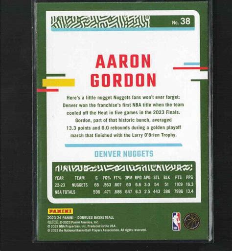 2023 24 Donruss 38 Aaron Gordon Denver Nuggets EBay