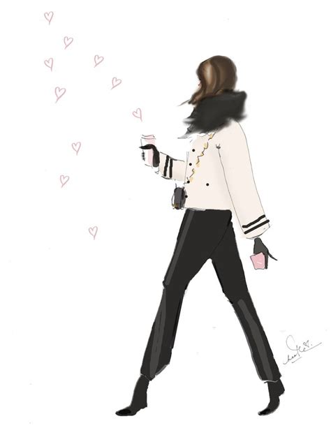 Fashion Illustration Pink Hearts Girly Fashion Illustration Pretty