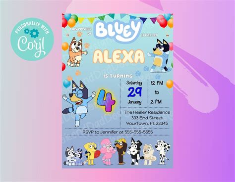 Bluey Birthday Invitation, Bluey Party Invitation, Instant Download ...