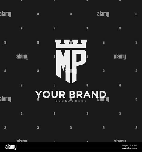 Initials Mp Logo Monogram With Shield And Fortress Design Vector