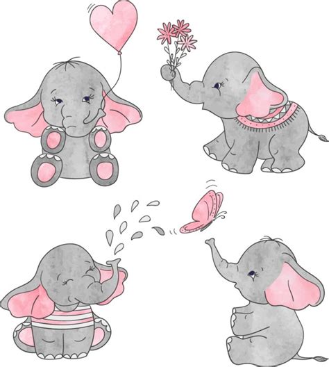 Baby Elephants Nursery Wall Sticker Set