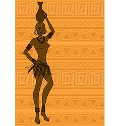Silhouette Of Beautiful African Tribal Nude Girl Vector Image