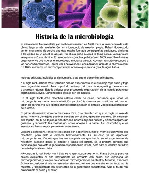 Historia de la microbiología pdf