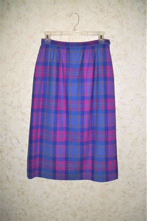 80s Pendleton Wool Purple Plaid Skirt A Line High Waisted Etsy