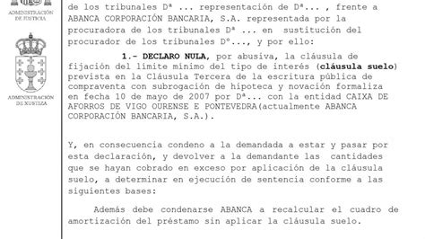 FERGOLEGAL Abogados Nueva Sentencia que anula la CLÁUSULA SUELO DE