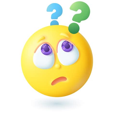 Premium Vector D Cartoon Style Emoticon With Question Marks