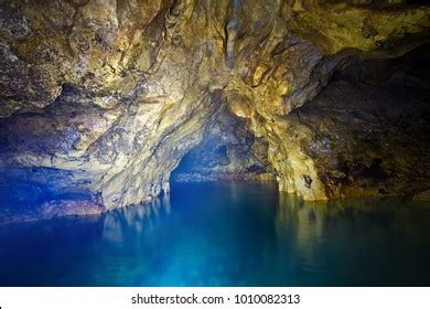 Cave Blue Transparent Water Chapada Diamantina Stock Photo