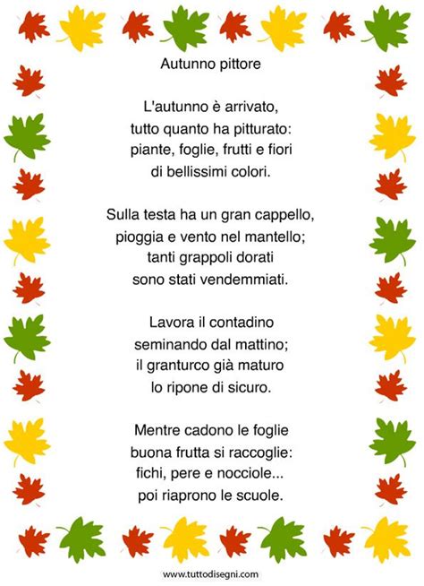 Poesia Sullautunno Da Stampare Filastrocche Autunno Filastrocche