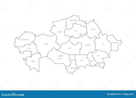 Kazakhstan Political Map Of Administrative Divisions Stock Vector