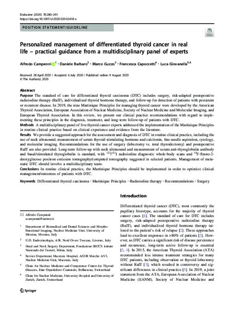 (PDF) Personalized management of differentiated thyroid cancer in real ...