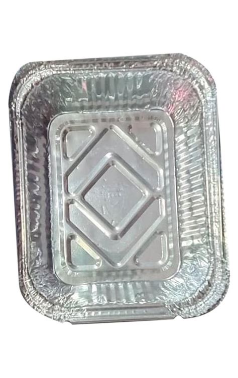 Silver Rectangular Aluminum Foil Containers For Event And Party