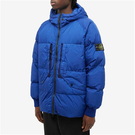 Stone Island Men S Crinkle Reps Hooded Down Jacket In Bright Blue Stone