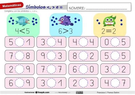 Láminas y actividades E I y 1 er ciclo E P SÍMBOLOS MAYOR MENOR E