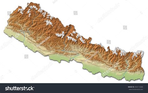 Relief Map Nepal 3drendering Stock Illustration 454113340 | Shutterstock