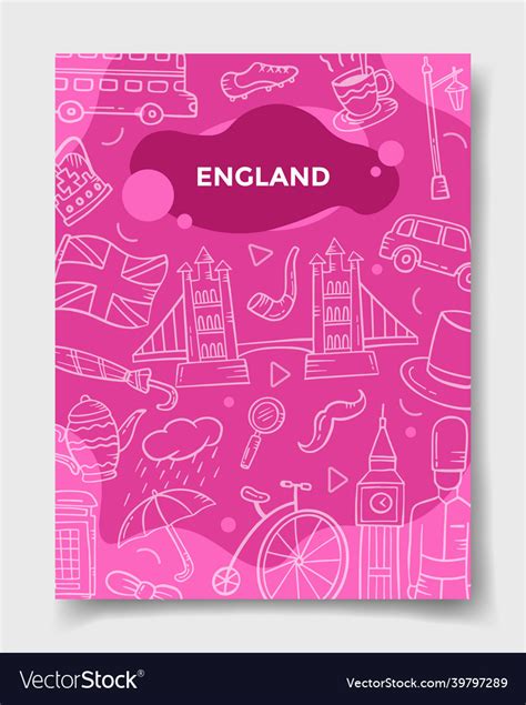 England Or English Country Nation With Doodle Vector Image