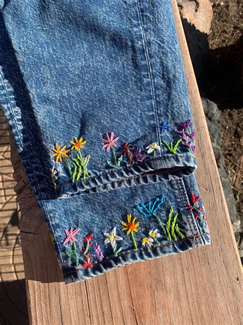 Personally Hand Embroidered Size 8 Long Relaxed Brand New Etsy