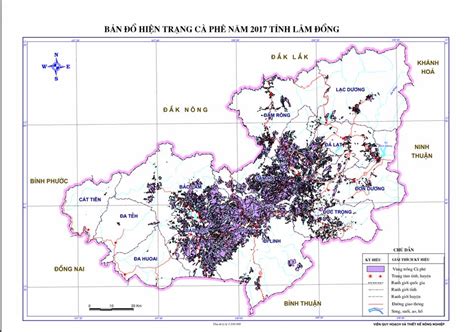 Map of coffee status 2017 in Lam Dong province - NIAPP