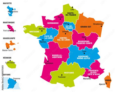 Carte régions de France 2020 sources 8 Stock Vector | Adobe Stock