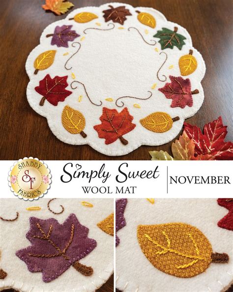 Simply Sweet Mats November Wool Kit Vinyl Fabric Crafts Wool