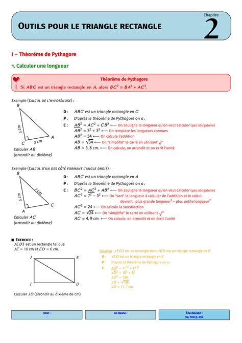 SOLUTION Cours Triangles Rectangles Et Trigonometrie 3eme Annee