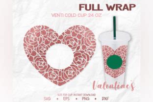 Pink Heart Floral Venti Cold Cup 24 Oz Graphic By Sunf10werDesigns