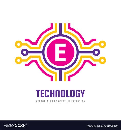 Technology Letter E Logo Template Concept Vector Image