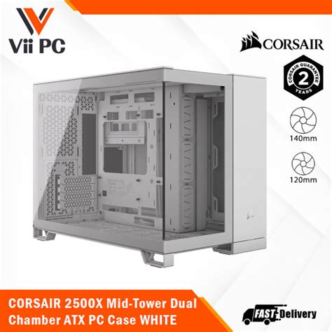 Corsair 2500x Mid Tower Dual Chamber Atx Pc Case Black Or White Tempered Glass Compatible