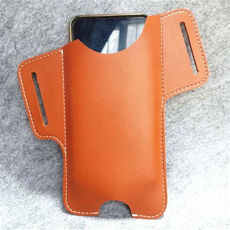 Custom Leather Cell Phone Holster Capas Para Celulares Sheath Belt Loop Hole Waist Bag Leather