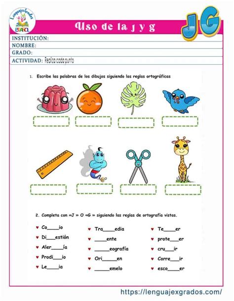 Reglas Del Uso De La G Y J Ejemplos Y Ejercicios