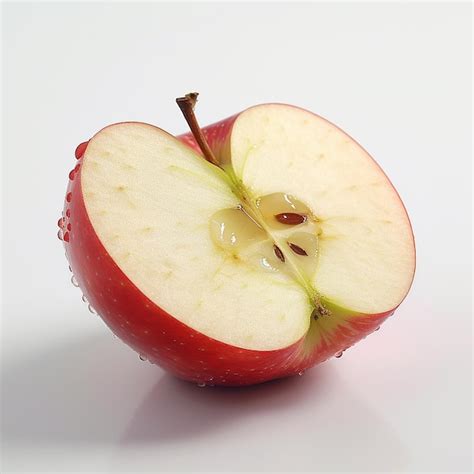 La Mitad De Una Manzana Con Un Tallo Que Tiene Una Semilla Foto Premium