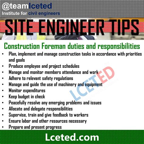 Role And Responsibilities General Foreman Of Construction Site Civil