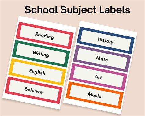 Printable School Subject Labelsclassroom Kit Folder Stickers Etsy