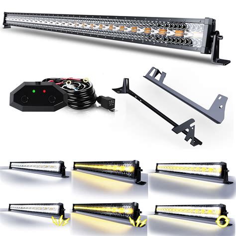 Aslong Inch W Led Light Bar White Amber Flasing Strobe With Six