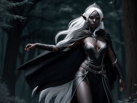 X Pixel Art Solo Female Drow Elf Adventurer Black Skin