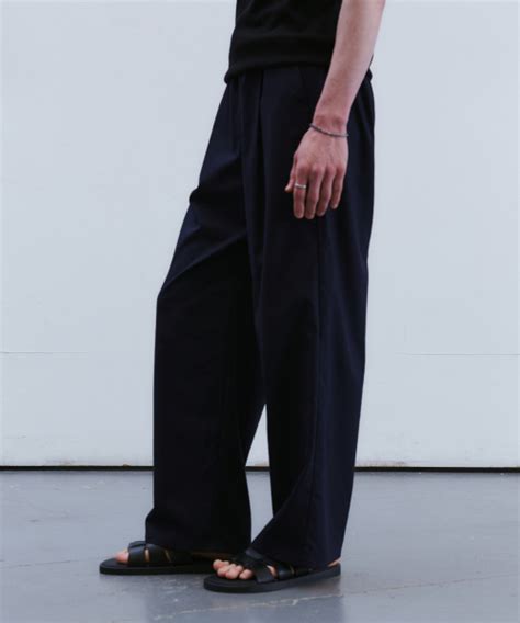 Musinsa Fottners One Tuck Wide Linen Banding Pants Deep Navy