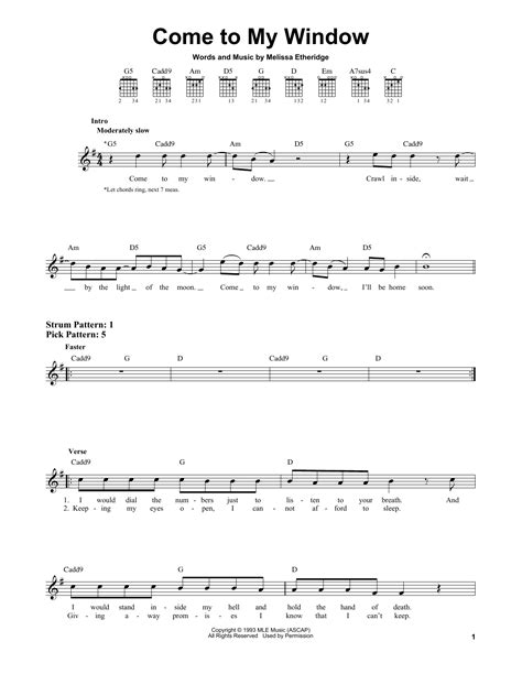 Come To My Window | Sheet Music Direct