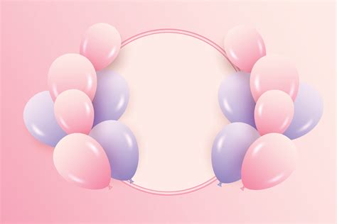 Birthday frame with realistic pink purple balloons set 5003680 Vector Art at Vecteezy