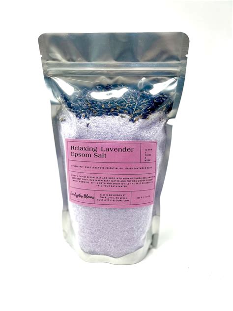 Lavender Epsom Salt Bath Salt, 1lb Lavender Bath Pouches, Bulk Epsom Salt for Muscle Soreness ...