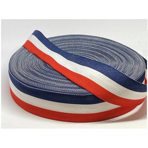 Ruban Tricolore 33 MM Au Mètre Ruban Tissu Drapeau Bleu Blanc Rou