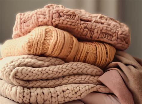 Premium Photo Stack Of Warm Cozy Knitted Women S Sweaters Cozy Autumn